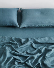 Petrol 100% Flax Linen Fitted Sheet