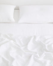 White 100% Flax Linen Fitted Sheet