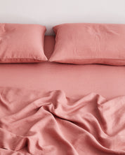 Pink Clay 100% Flax Linen Fitted Sheet