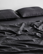 Charcoal 100% Flax Linen Fitted Sheet