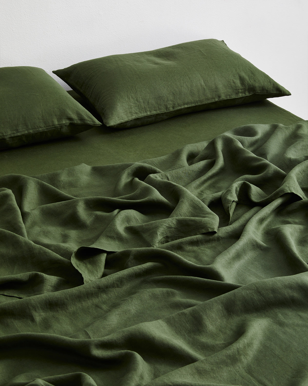 Olive 100% Flax Linen Fitted Sheet