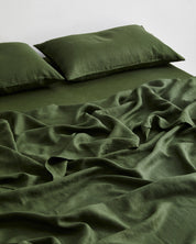 Olive 100% Flax Linen Fitted Sheet