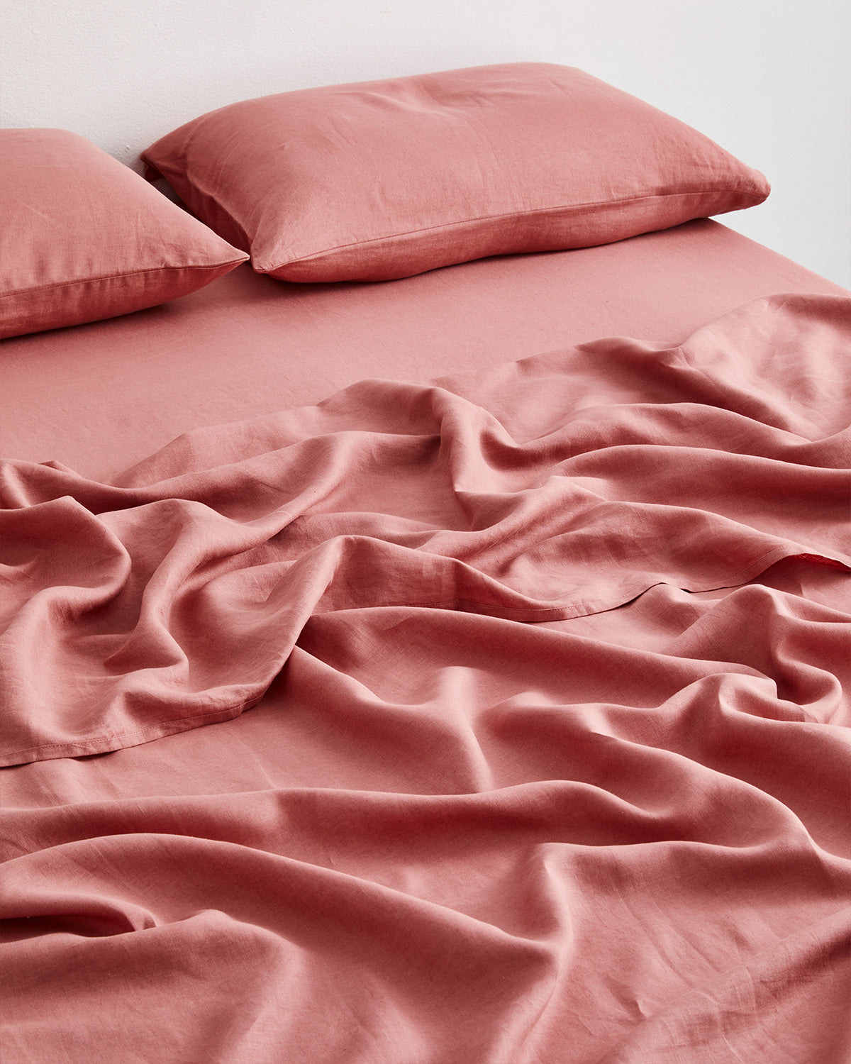 Pink Clay 100% Flax Linen Fitted Sheet