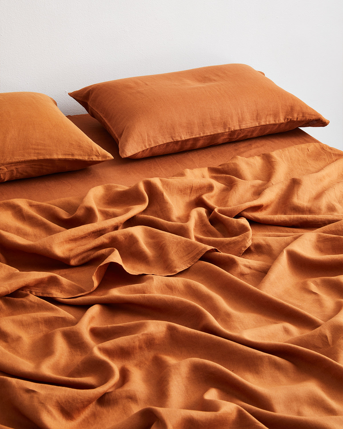 Rust  100% Flax Linen Fitted Sheet
