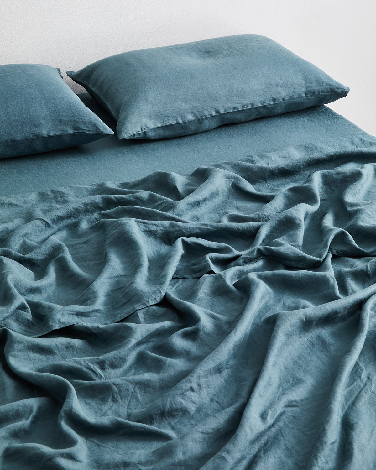 Petrol 100% Flax Linen Fitted Sheet