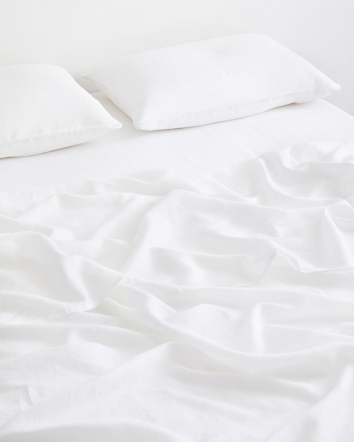 White 100% Flax Linen Fitted Sheet