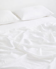 White 100% Flax Linen Fitted Sheet