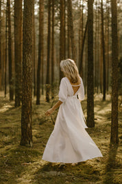 Linen Open Back Wedding Dress