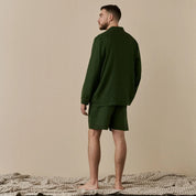 Green Linen Men's Pyjama Short Set