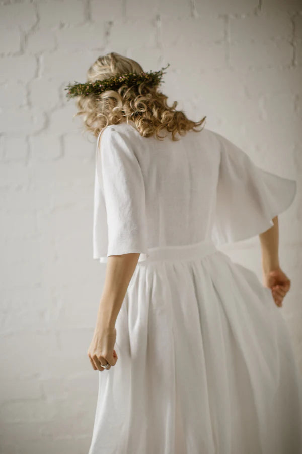 Linen Bohemian Wedding Dress