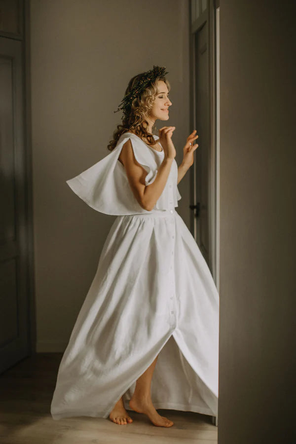 Linen Bohemian Wedding Dress
