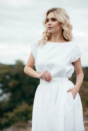 White Beach Wedding Linen Dress