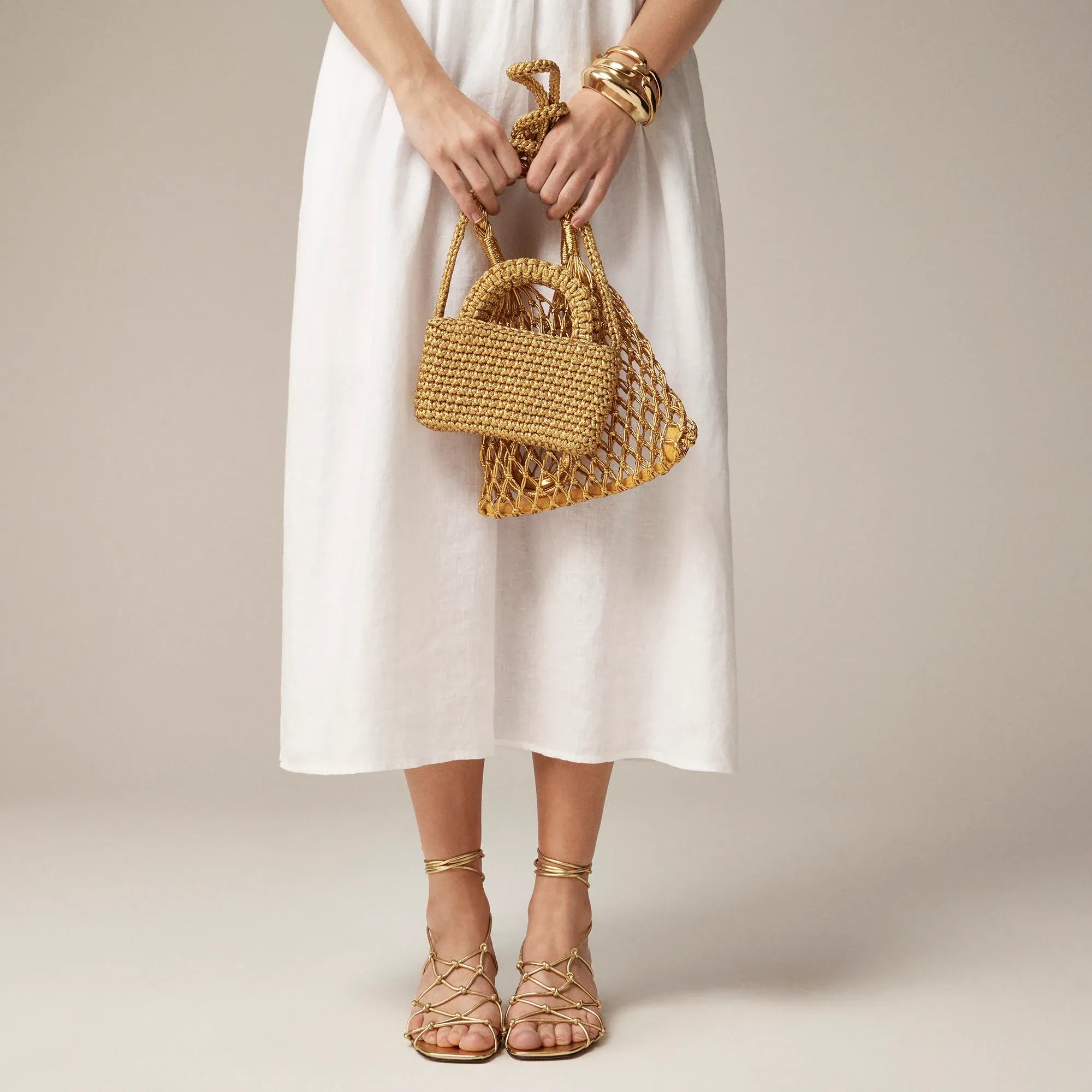 Squareneck midi dress in linen