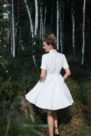 Wide Skirt Wedding Linen Dress