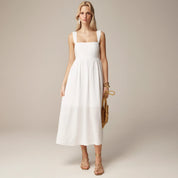 Squareneck midi dress in linen