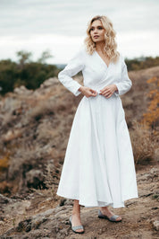 Long White Linen Dress