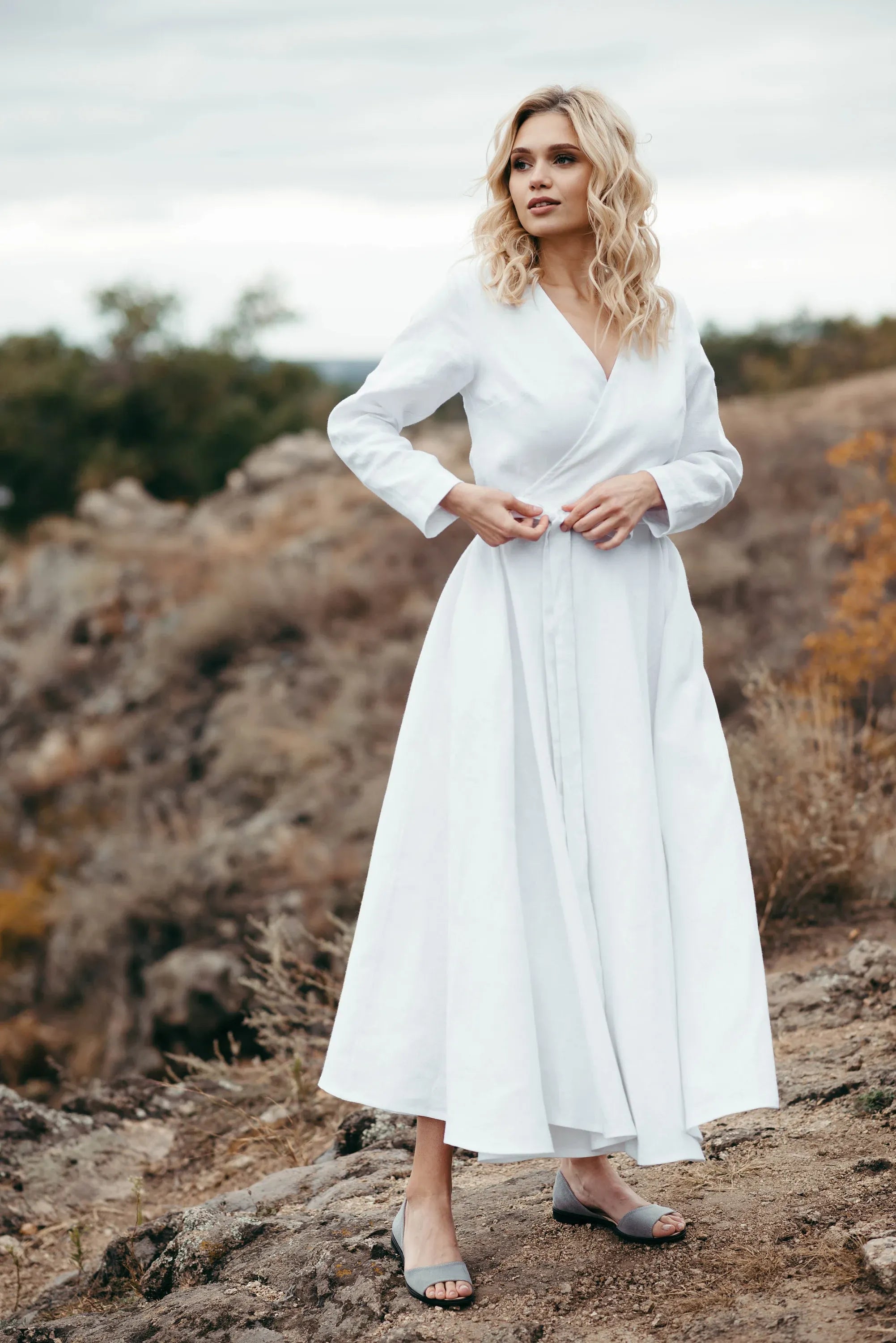 Long White Linen Dress