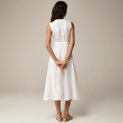 Seamed linen dress with removable belt