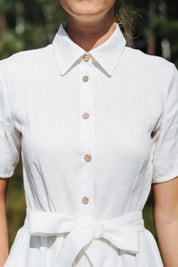 Wide Skirt Wedding Linen Dress