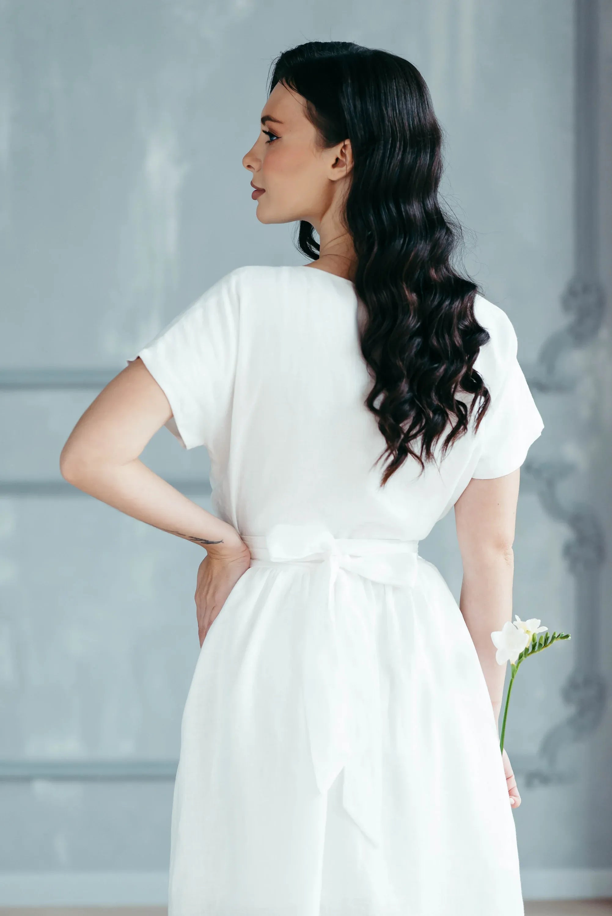 White Beach Wedding Linen Dress