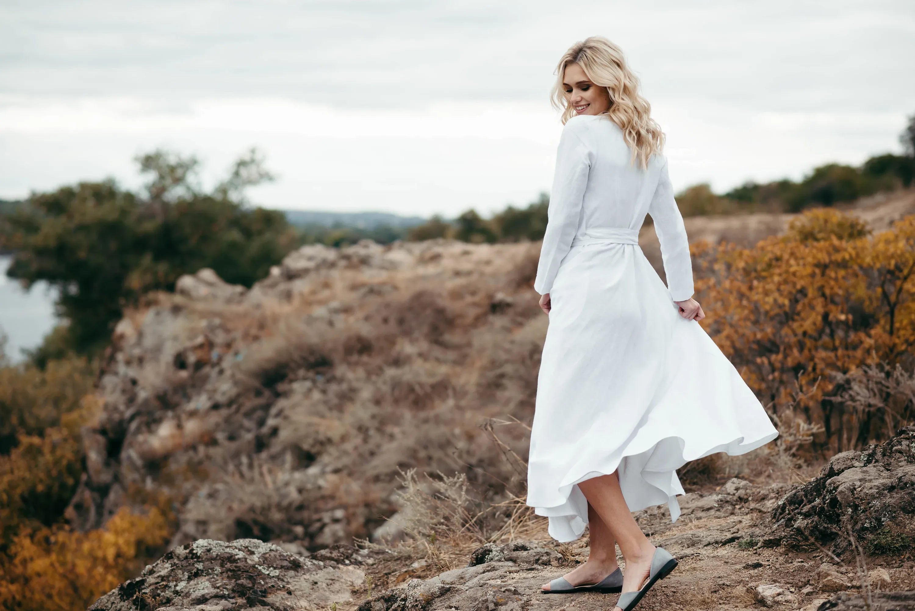 Long White Linen Dress