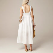 Squareneck midi dress in linen