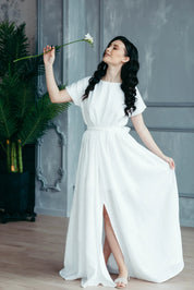 White Beach Wedding Linen Dress
