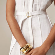 Seamed linen dress with removable belt