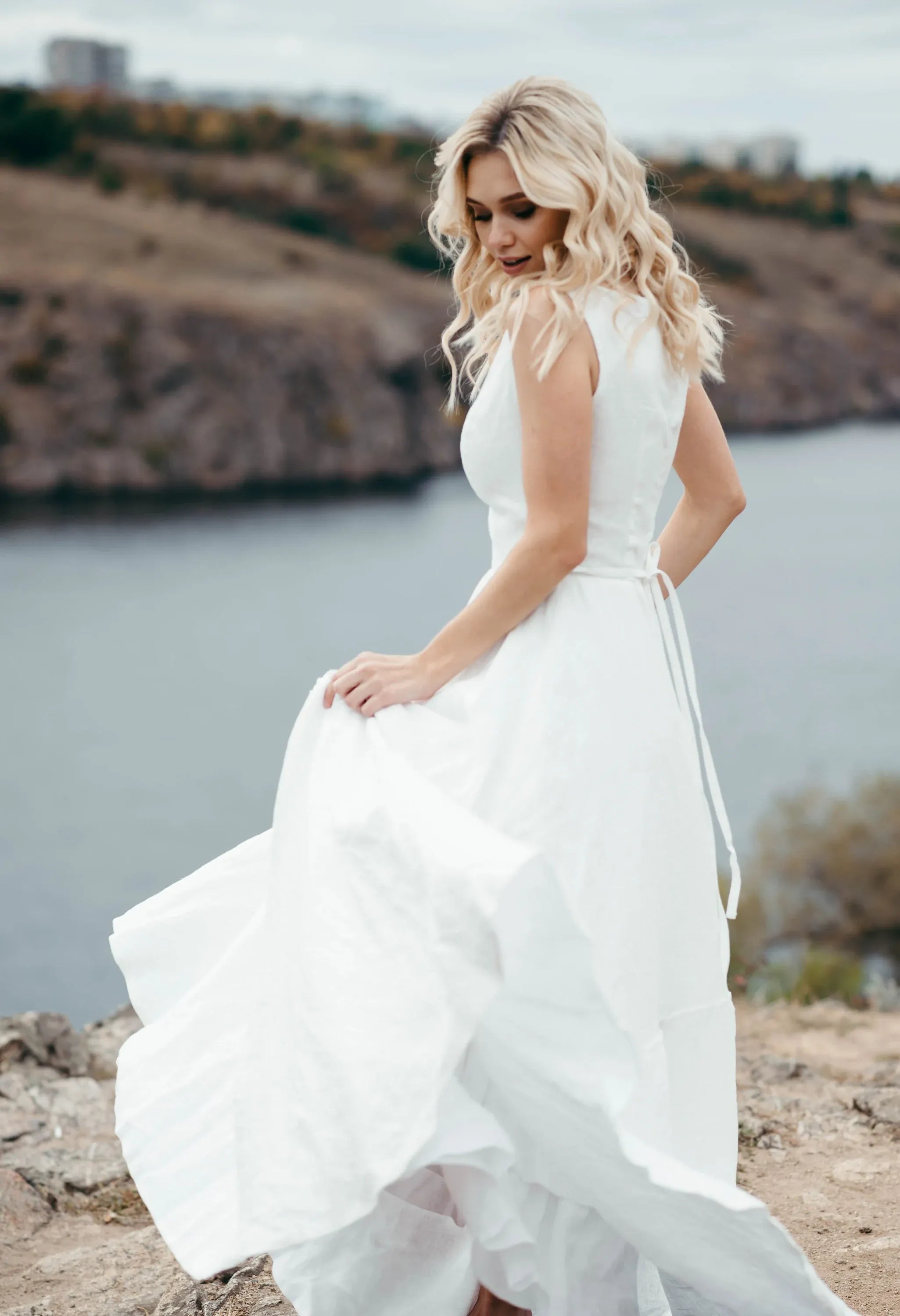 Beach Linen Wedding Dress