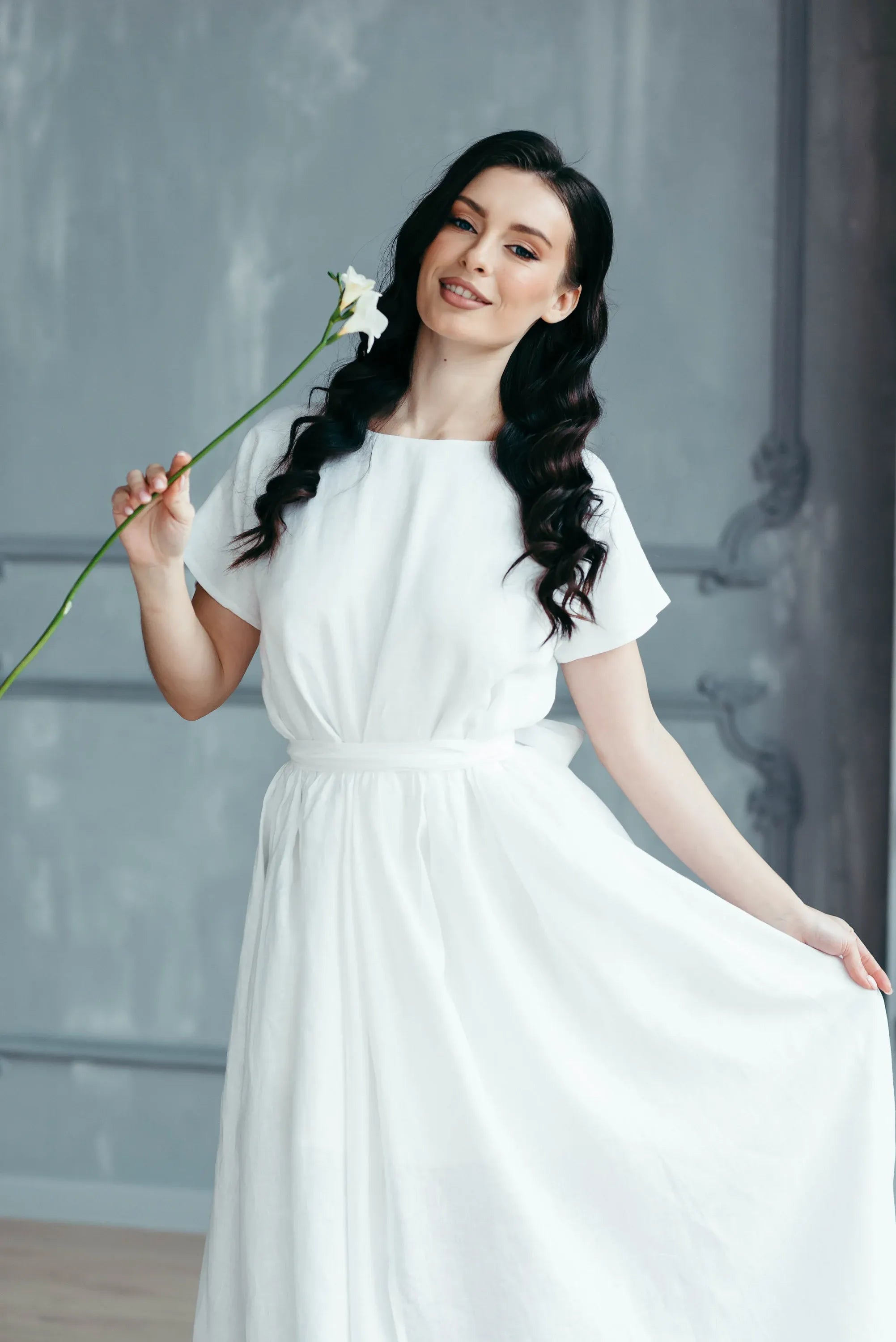 White Beach Wedding Linen Dress