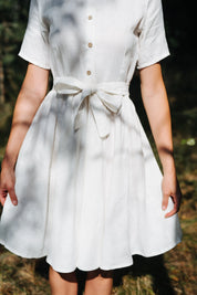 Wide Skirt Wedding Linen Dress