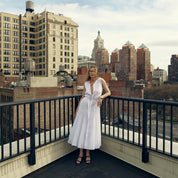 Seamed linen dress with removable belt