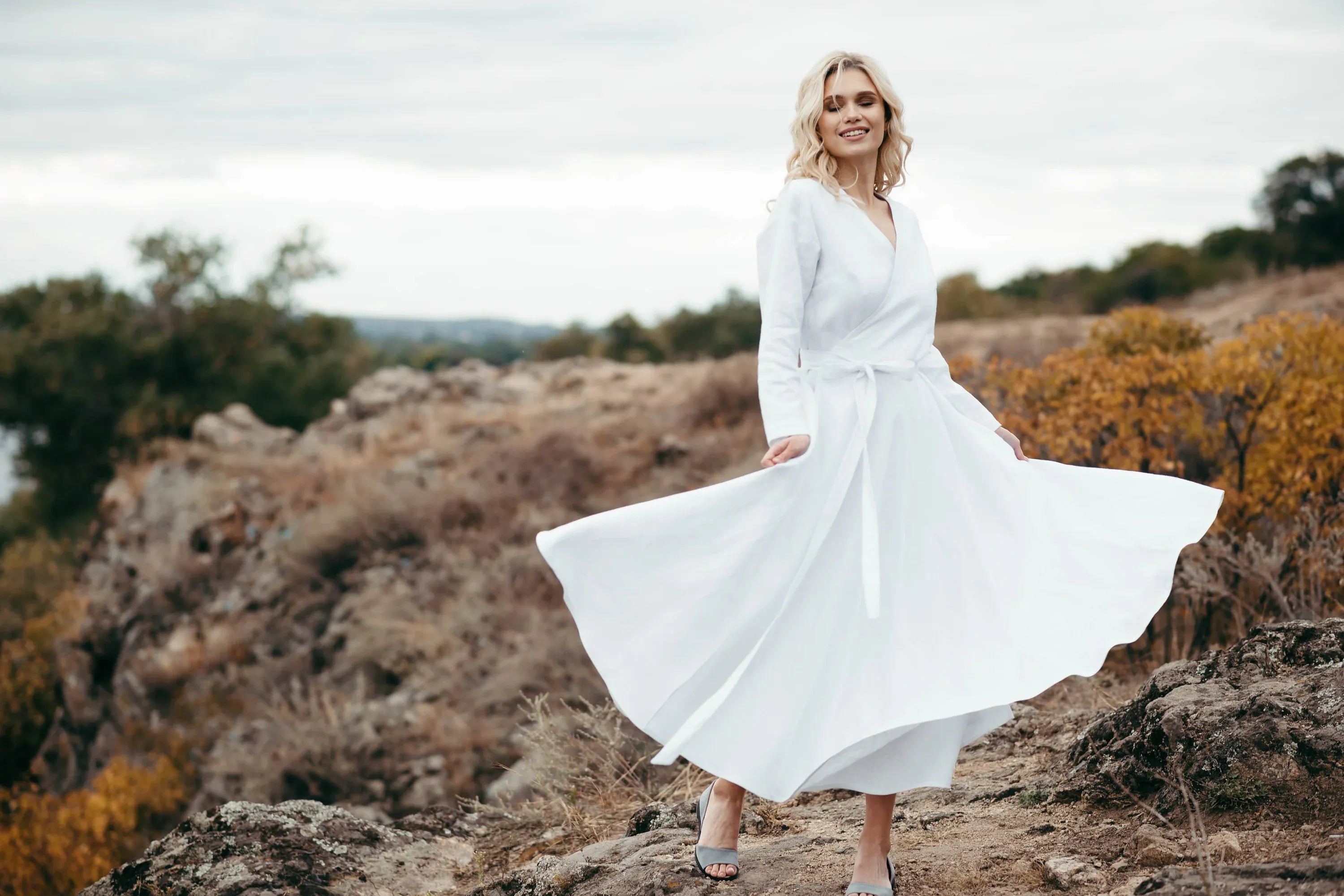 Long White Linen Dress