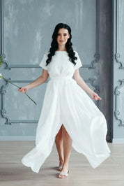 White Beach Wedding Linen Dress