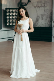 Beach Linen Wedding Dress