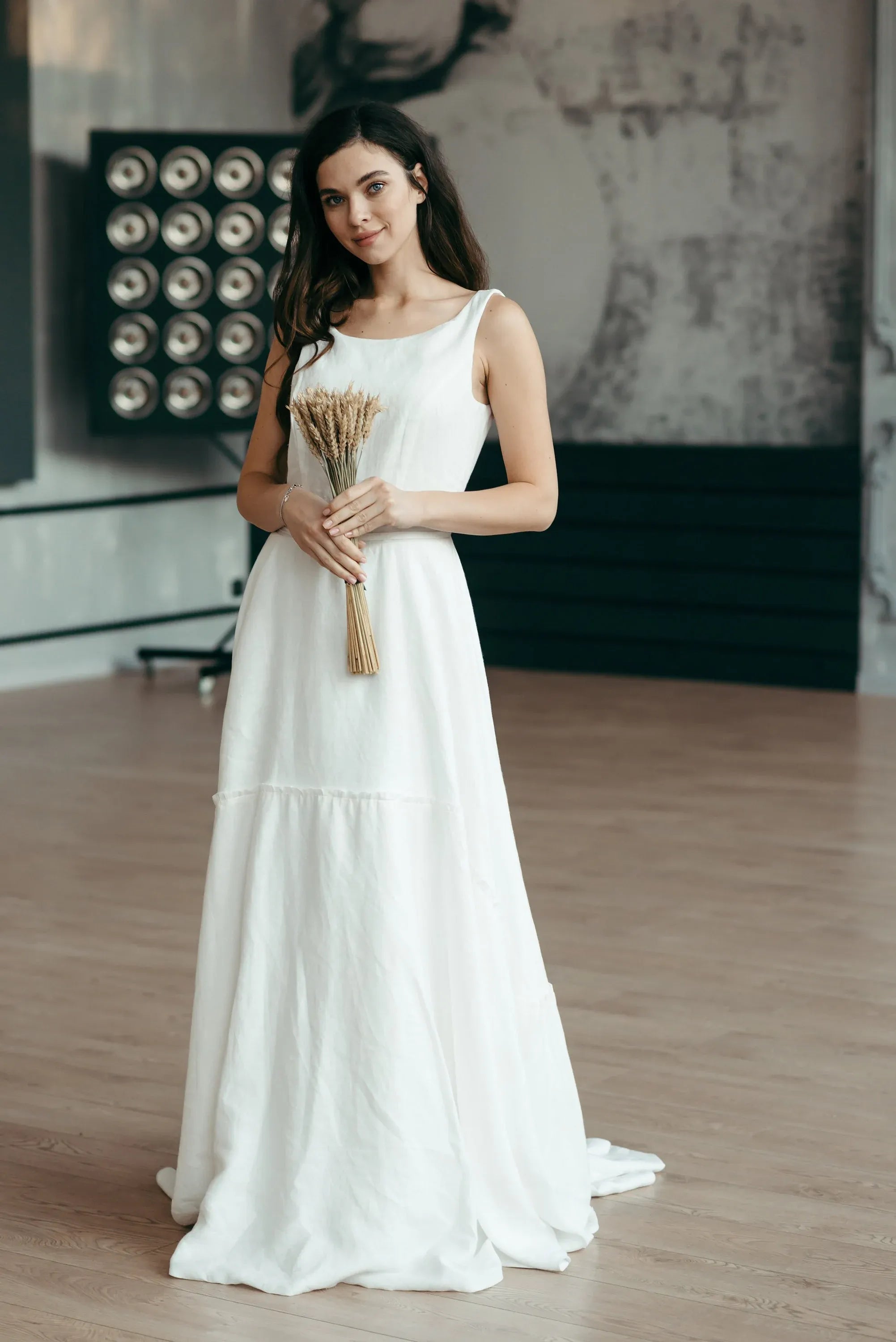 Beach Linen Wedding Dress