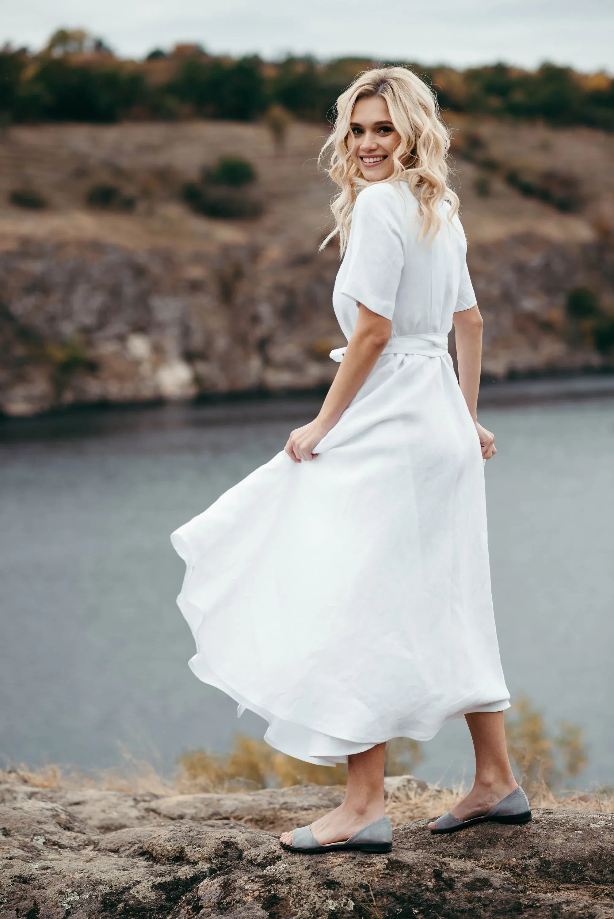 Long White Linen Dress