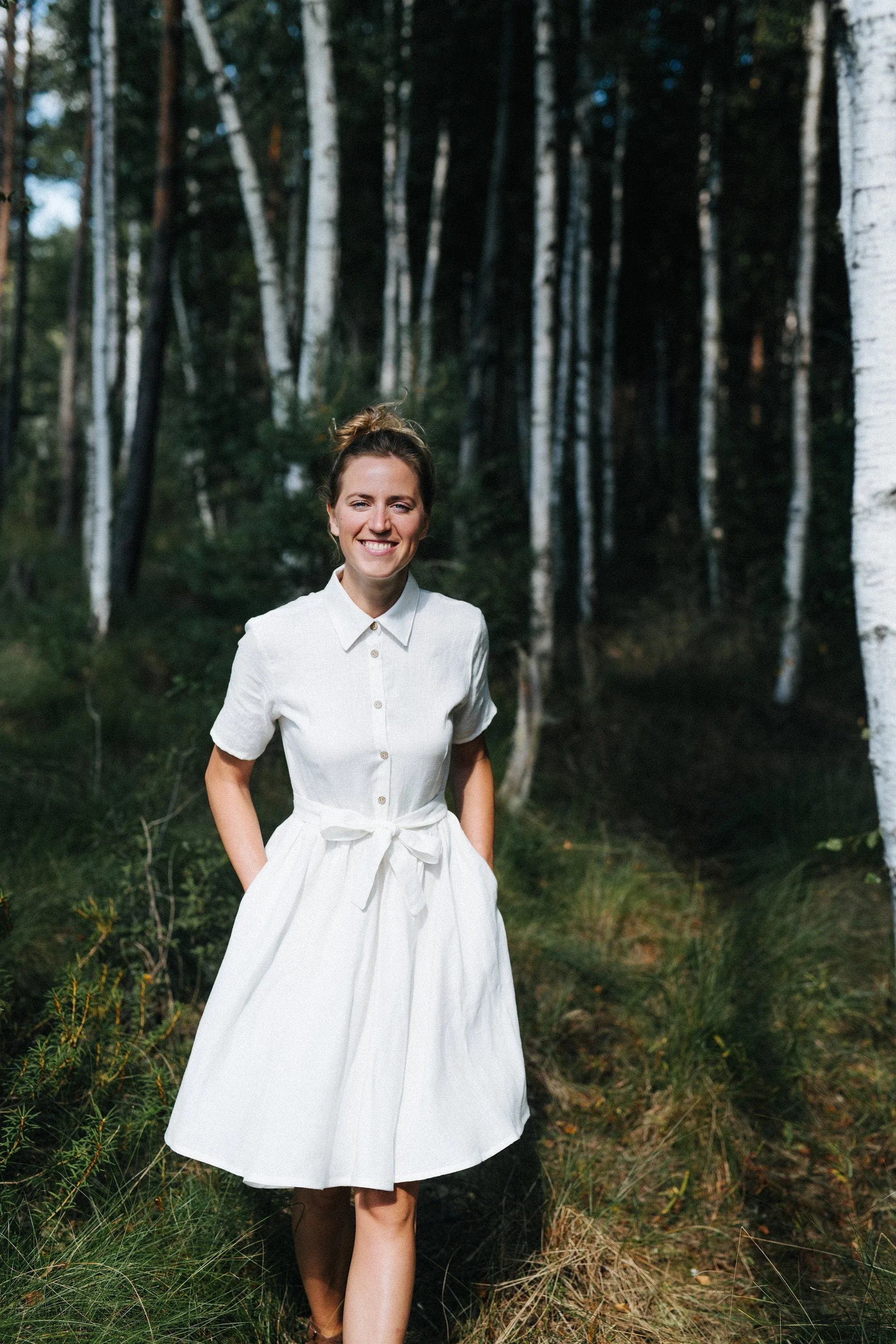 Wide Skirt Wedding Linen Dress