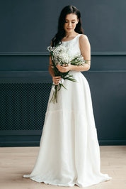 Beach Linen Wedding Dress