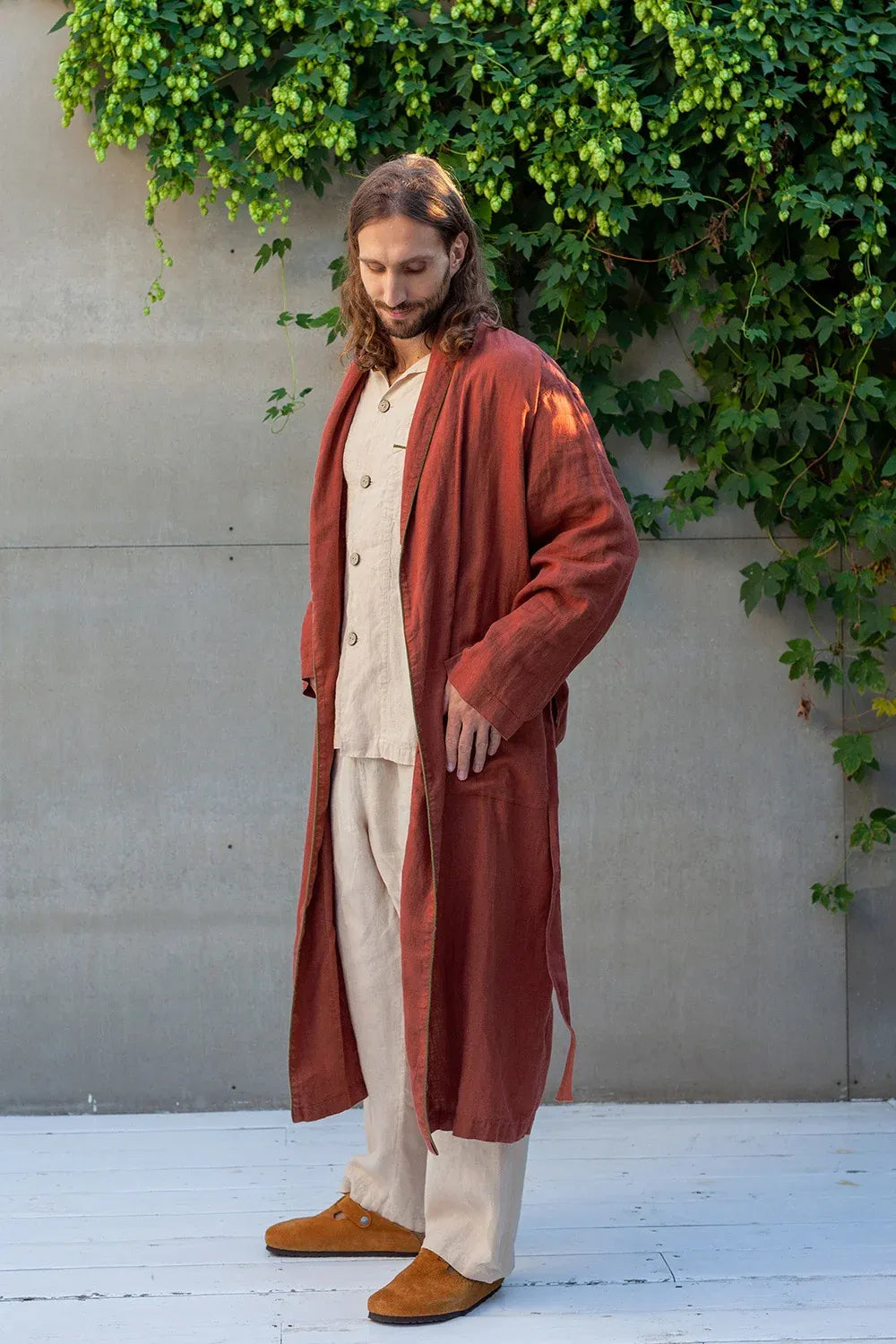 Men's Long Linen Robe