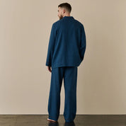 Blue Linen Men's Pyjama Trouser Set