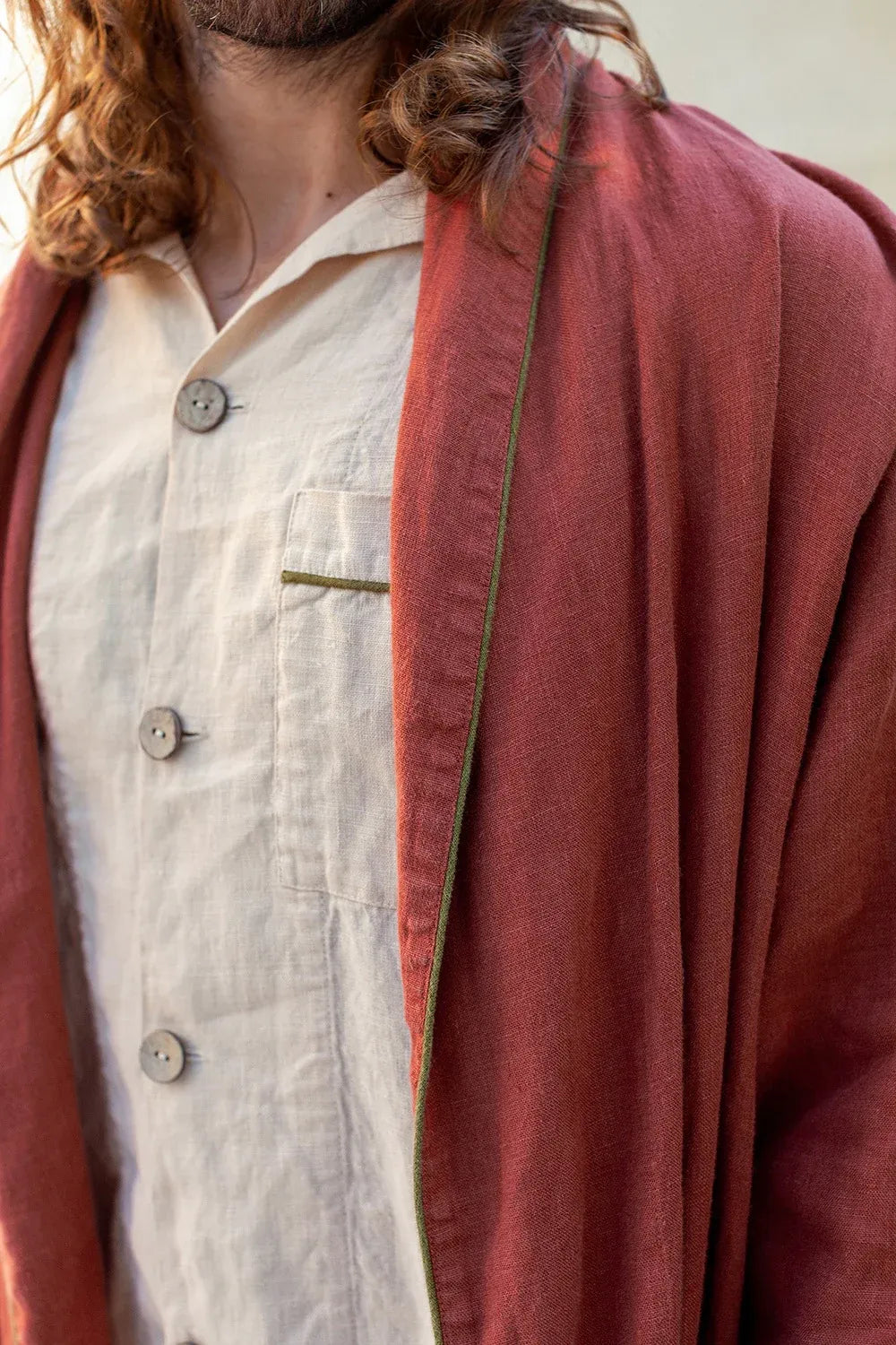 Men's Long Linen Robe