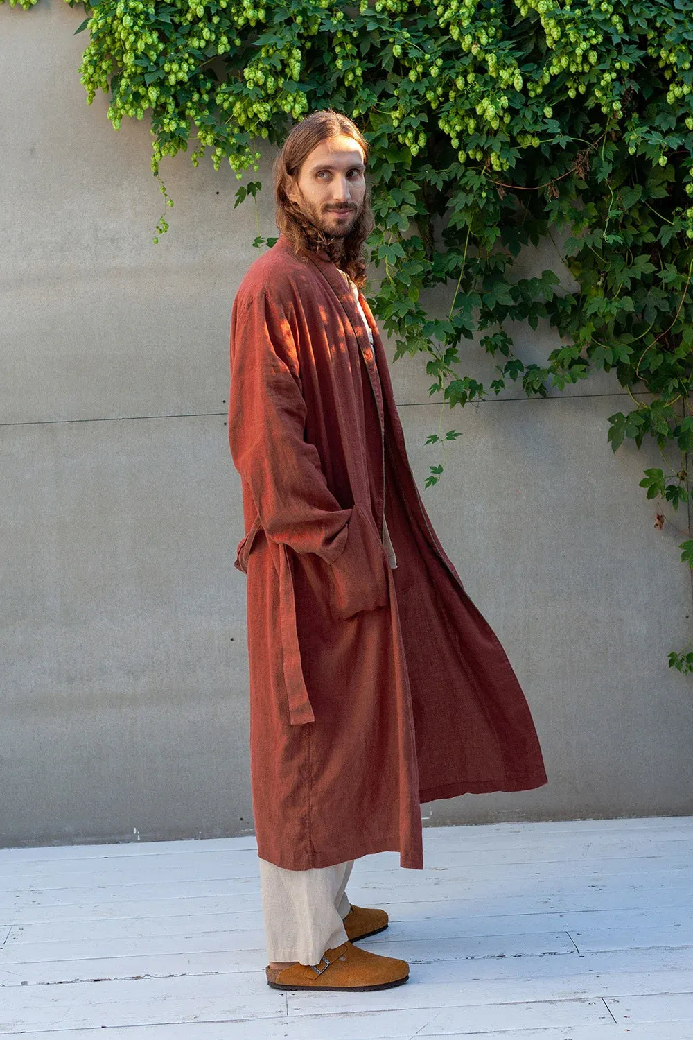 Men's Long Linen Robe
