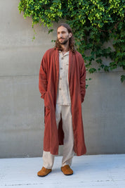 Men's Long Linen Robe