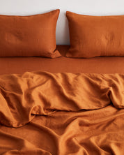 Rust 100% Flax Linen Pillowcases (Set 2 pieces)