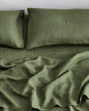 Olive Stripe 100% Flax Linen Pillowcases (Set 2 pieces)