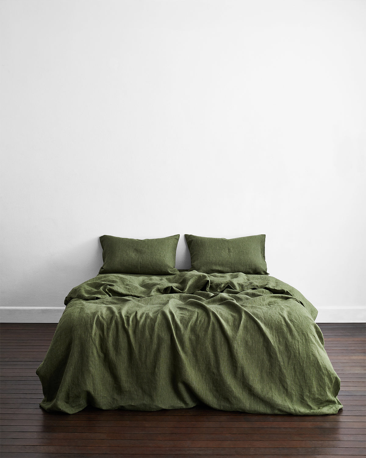 Olive Stripe 100% Flax Linen Pillowcases (Set 2 pieces)