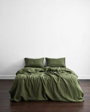 Olive Stripe 100% Flax Linen Pillowcases (Set 2 pieces)