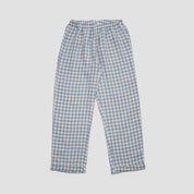 Warm Blue Gingham Linen Pyjama Trousers