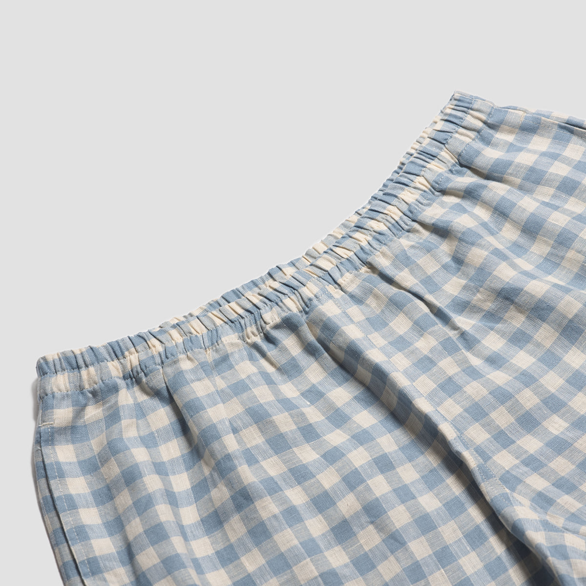 Warm Blue Gingham Linen Pyjama Trousers